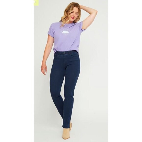 Betabrand Women's Sz S Straight Leg 4 Pocket Yoga Mid Rise Stretch Jeans - Picture 1 of 8